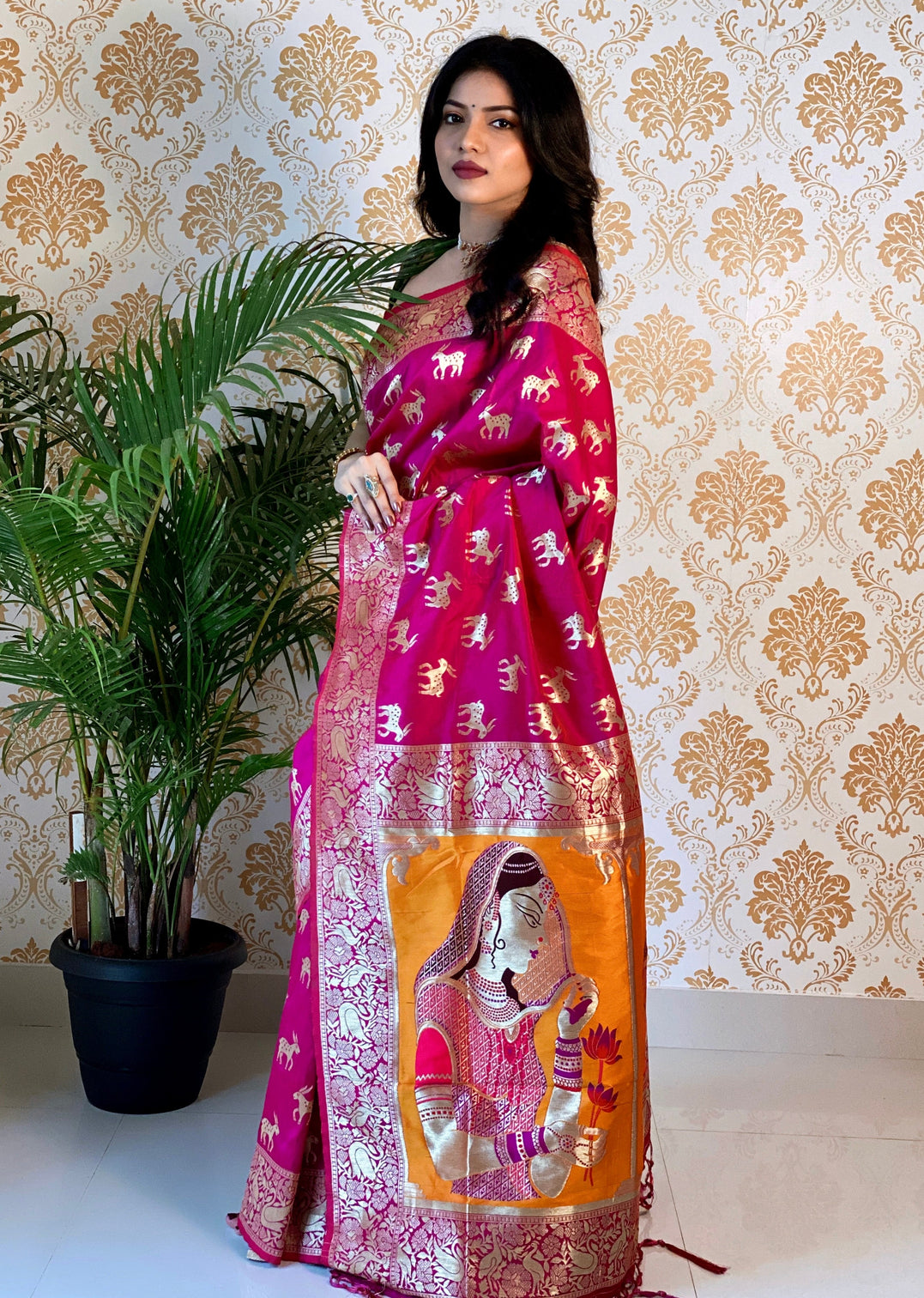 Pure banarasi silk saree with zari weaving