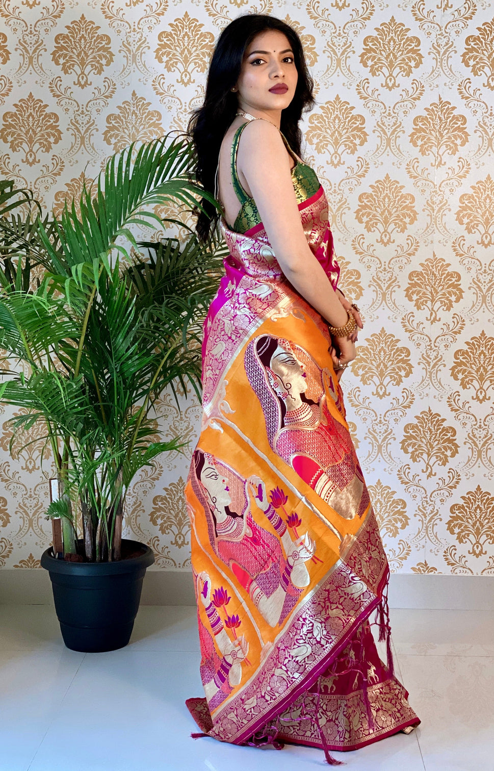 Pure banarasi silk saree with zari weaving
