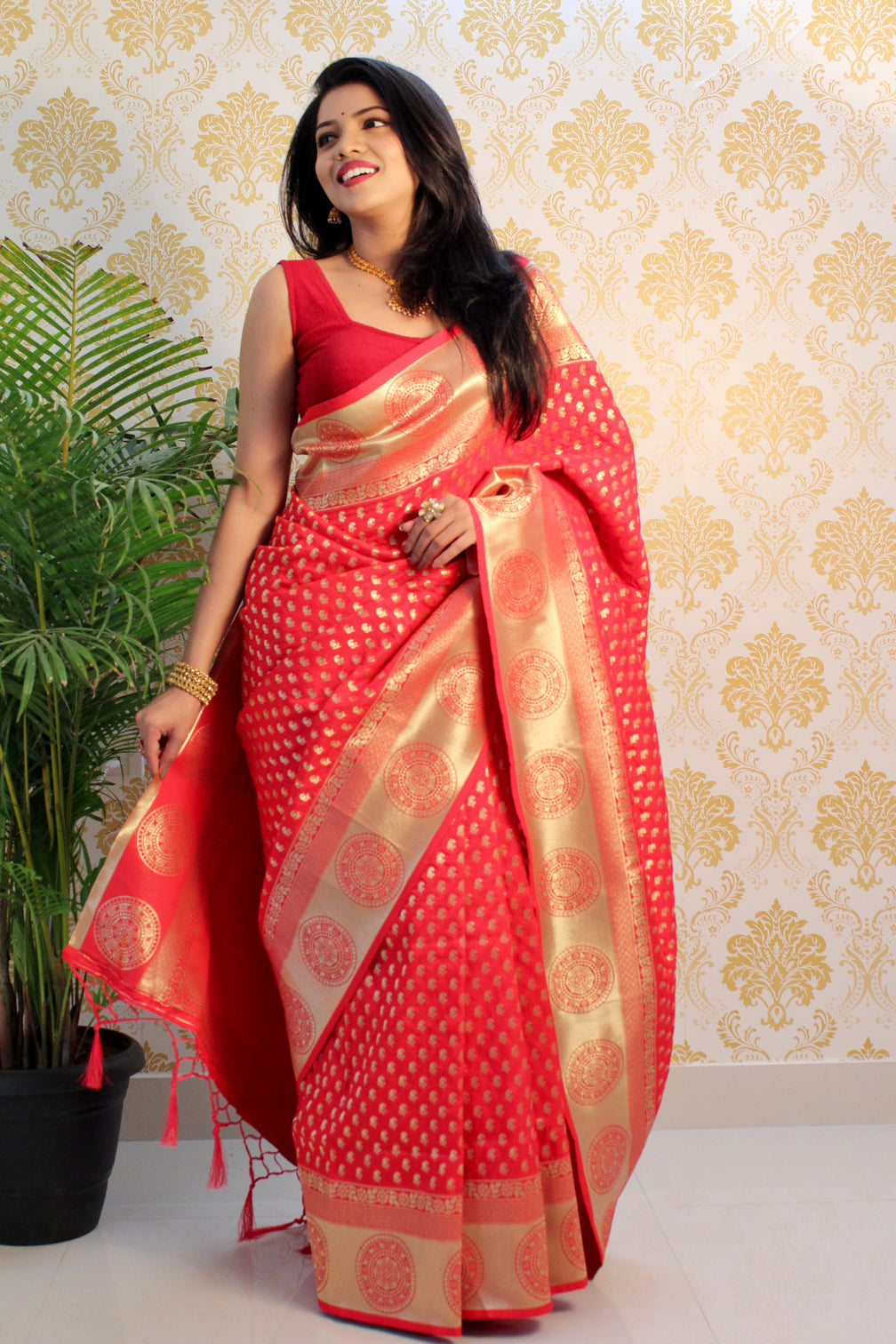 Pure banarasi silk saree with zari weaving