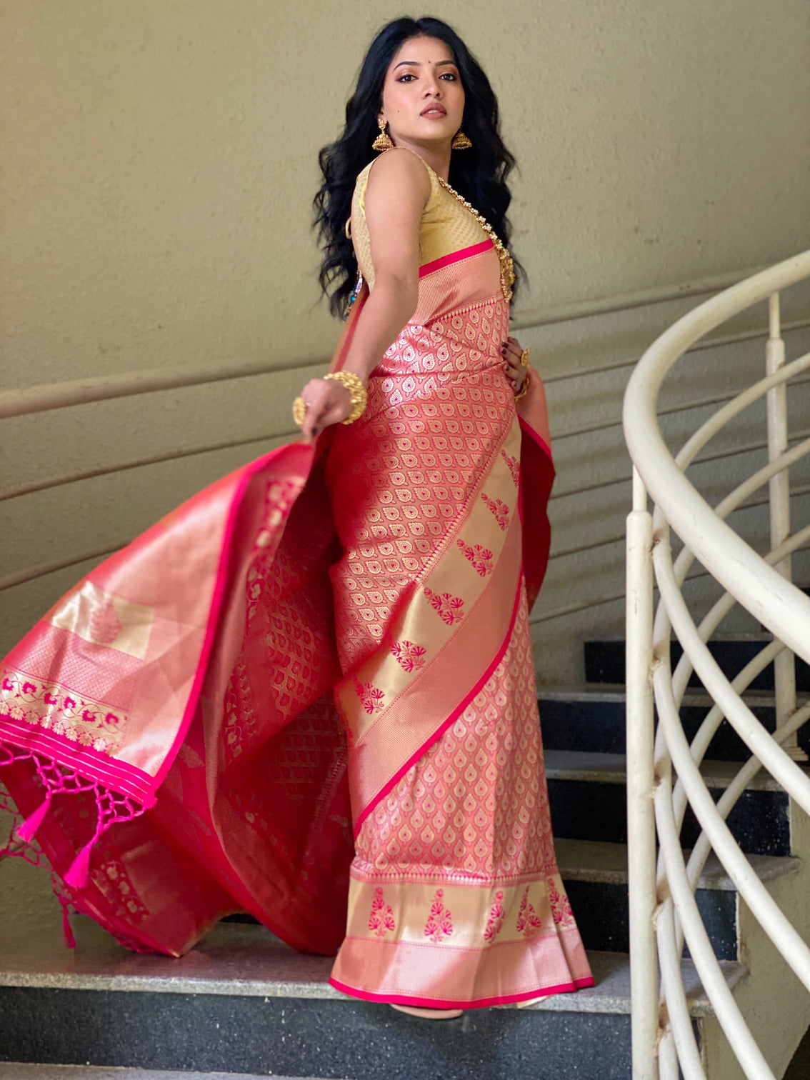 Pure banarasi silk saree with zari weaving