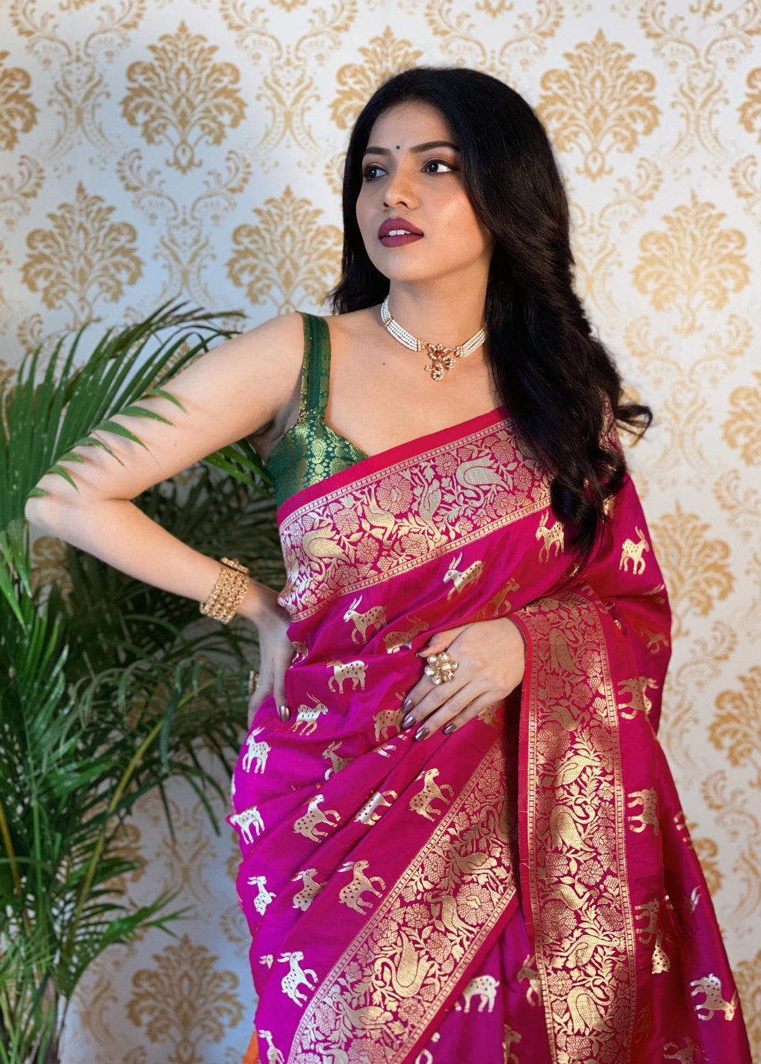 Pure banarasi silk saree with zari weaving
