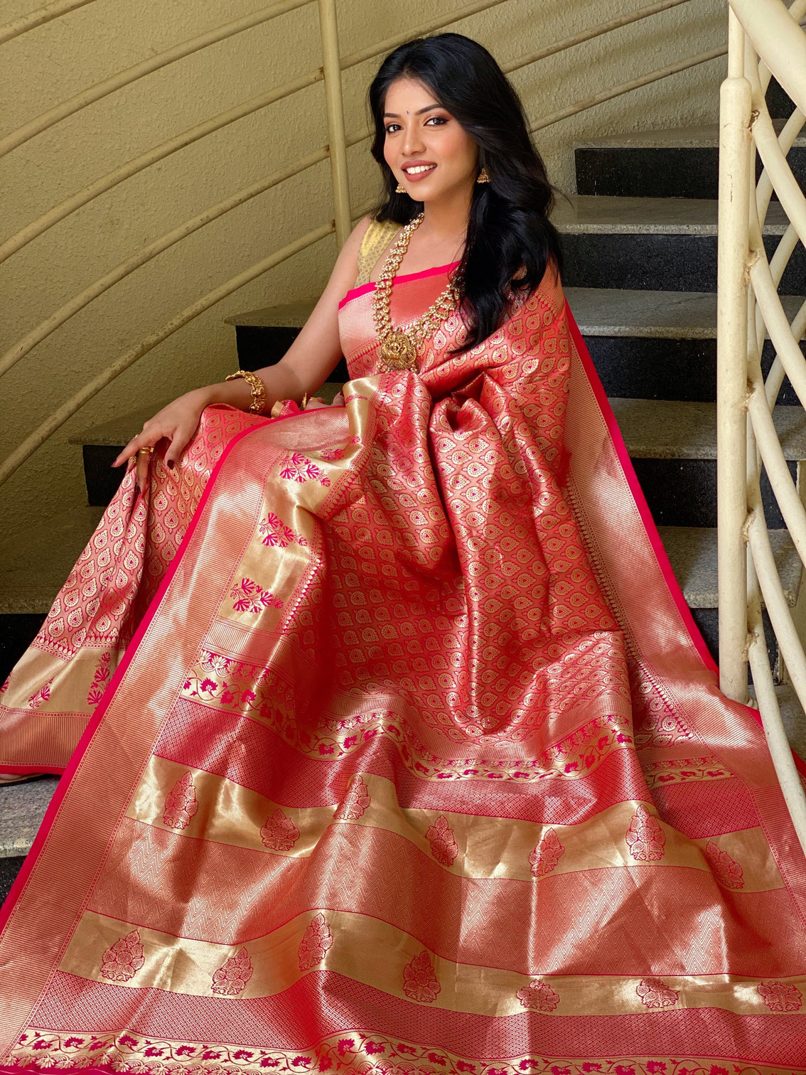 Pure banarasi silk saree with zari weaving