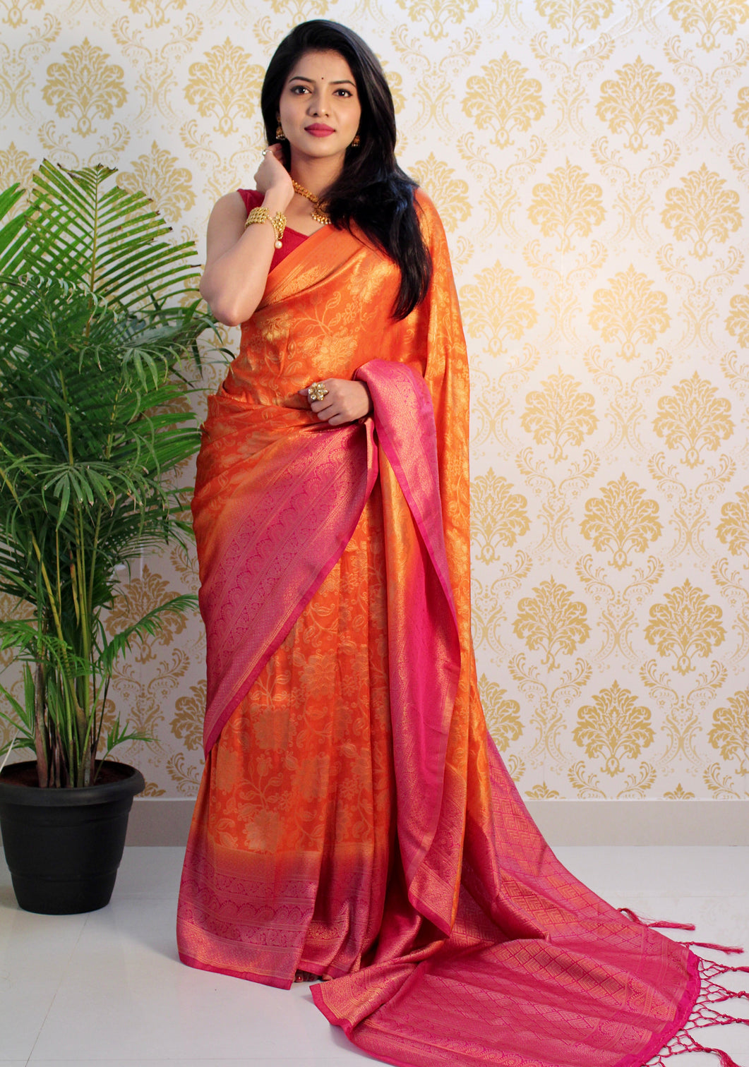 Pure banarasi silk saree with zari weaving