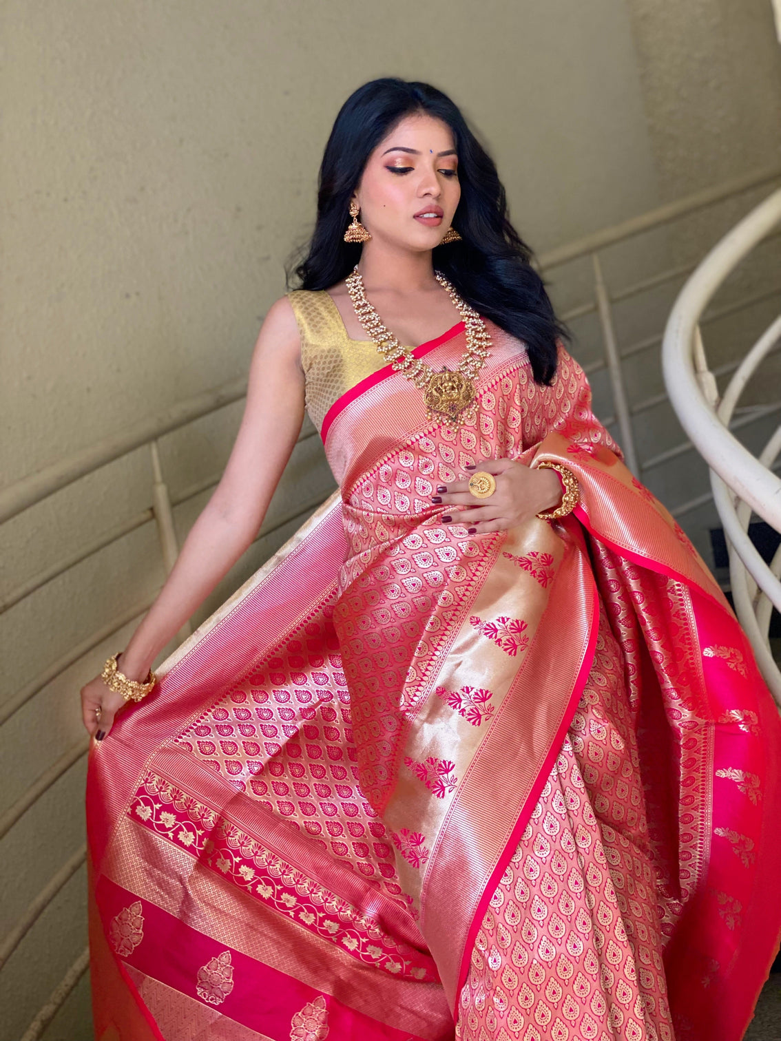 Pure banarasi silk saree with zari weaving