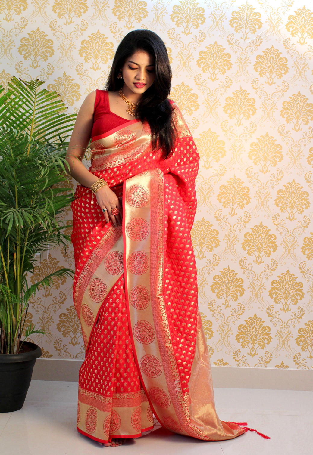 Pure banarasi silk saree with zari weaving