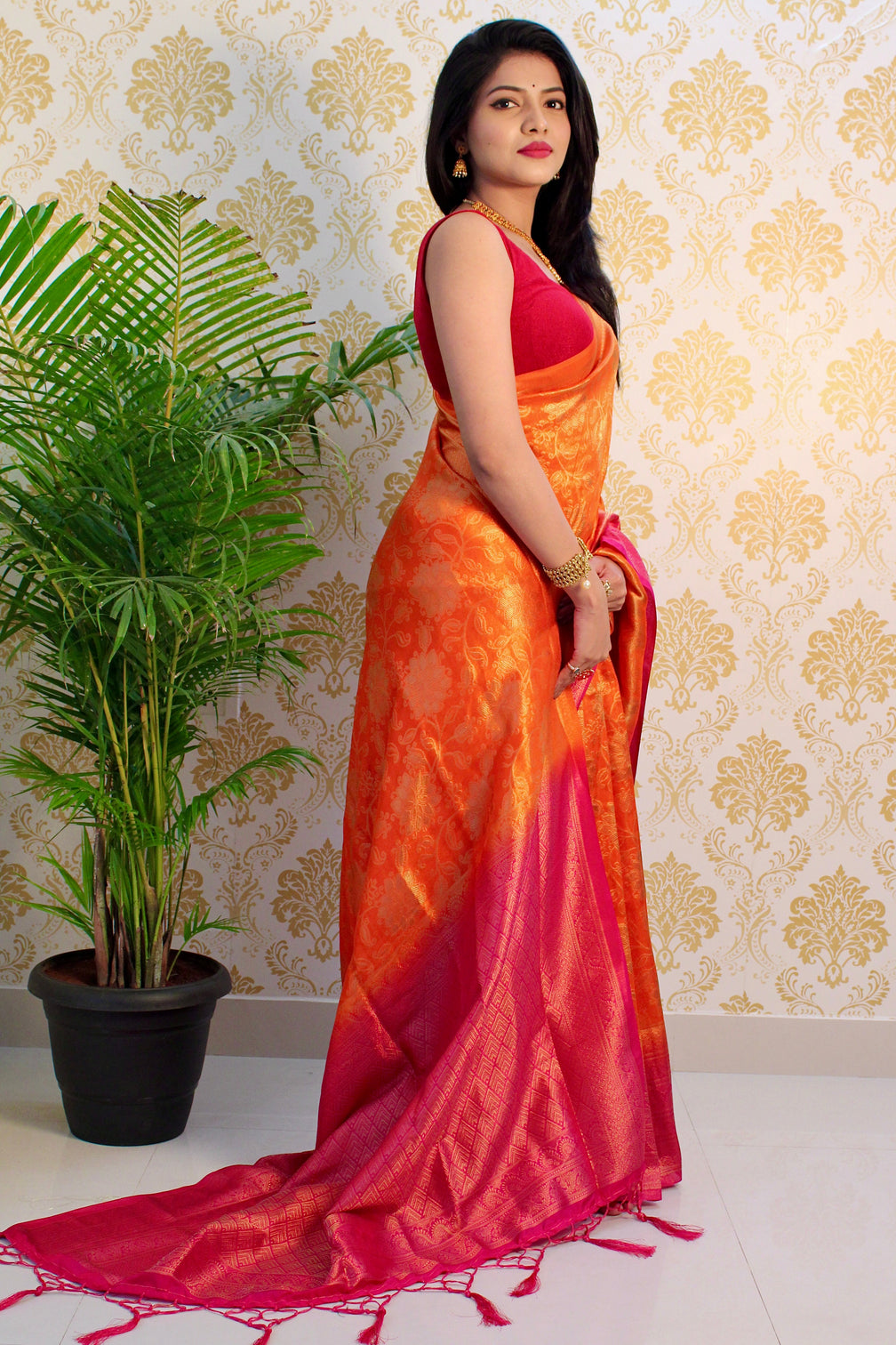Pure banarasi silk saree with zari weaving