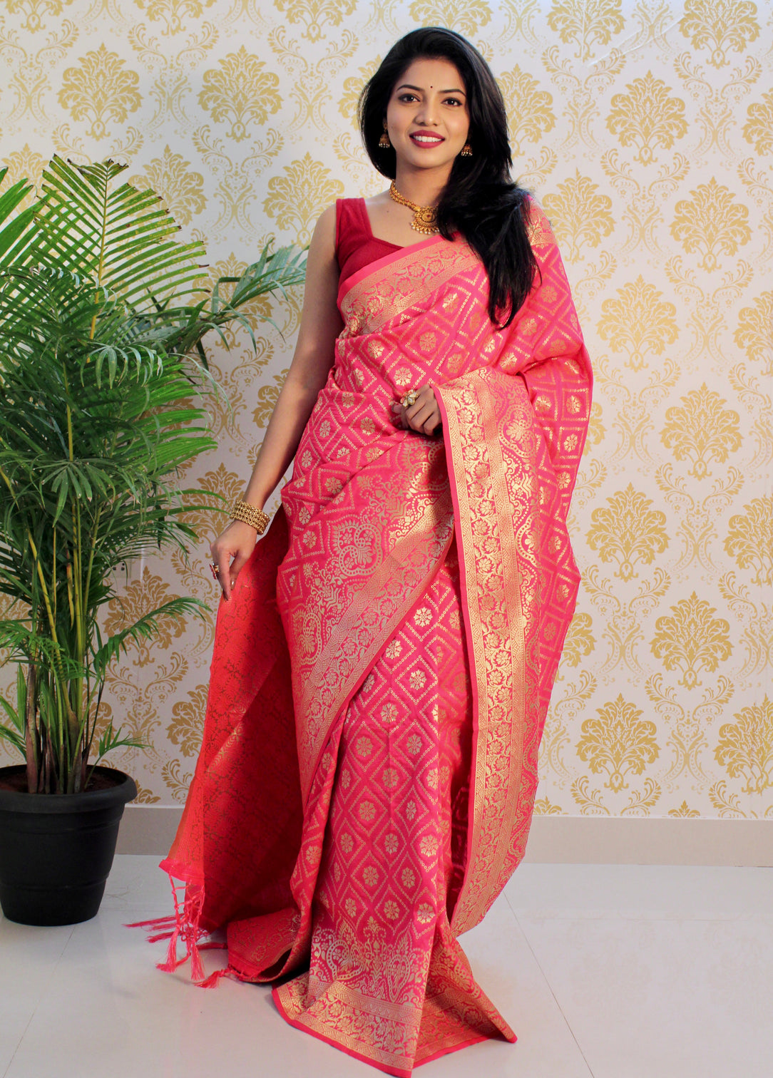 Pure banarasi silk saree with zari weaving