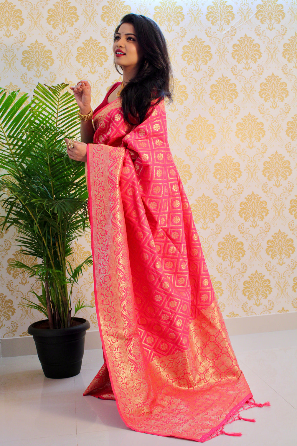 Pure banarasi silk saree with zari weaving