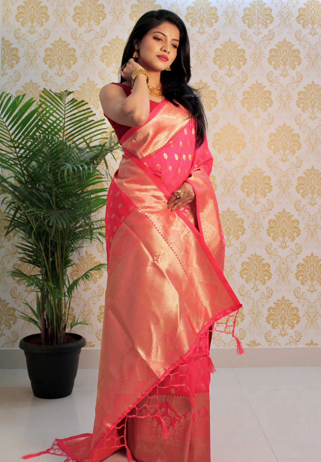 Pure banarasi silk saree with zari weaving