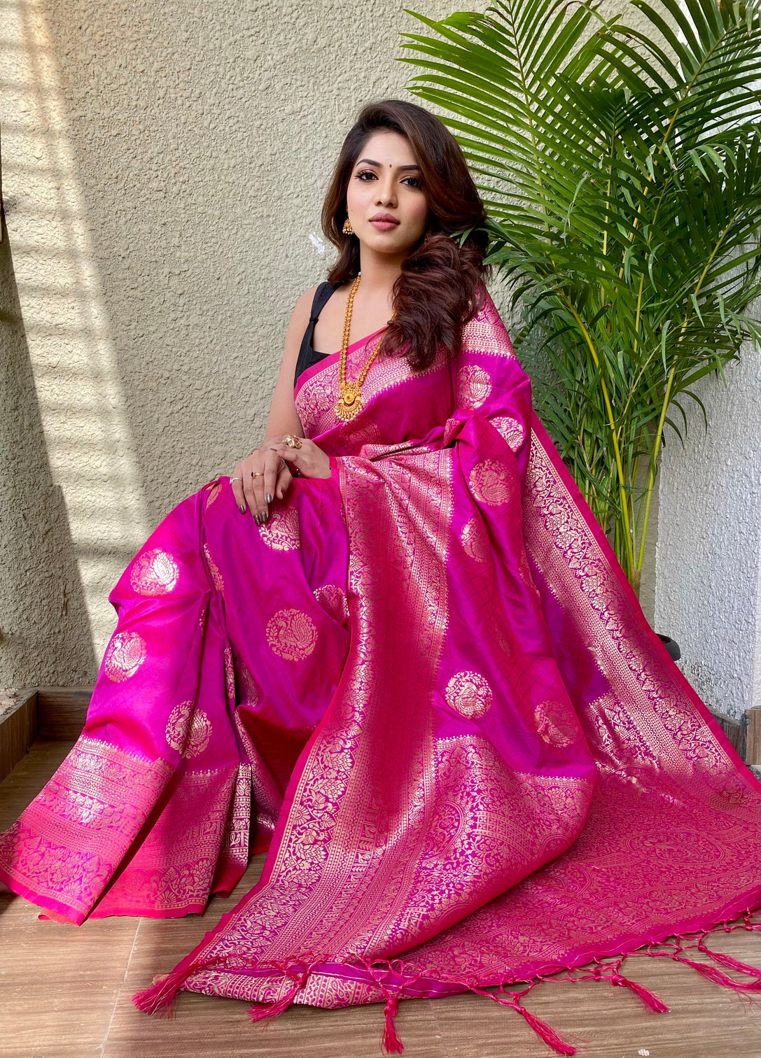 Pure banarasi silk saree with zari weaving