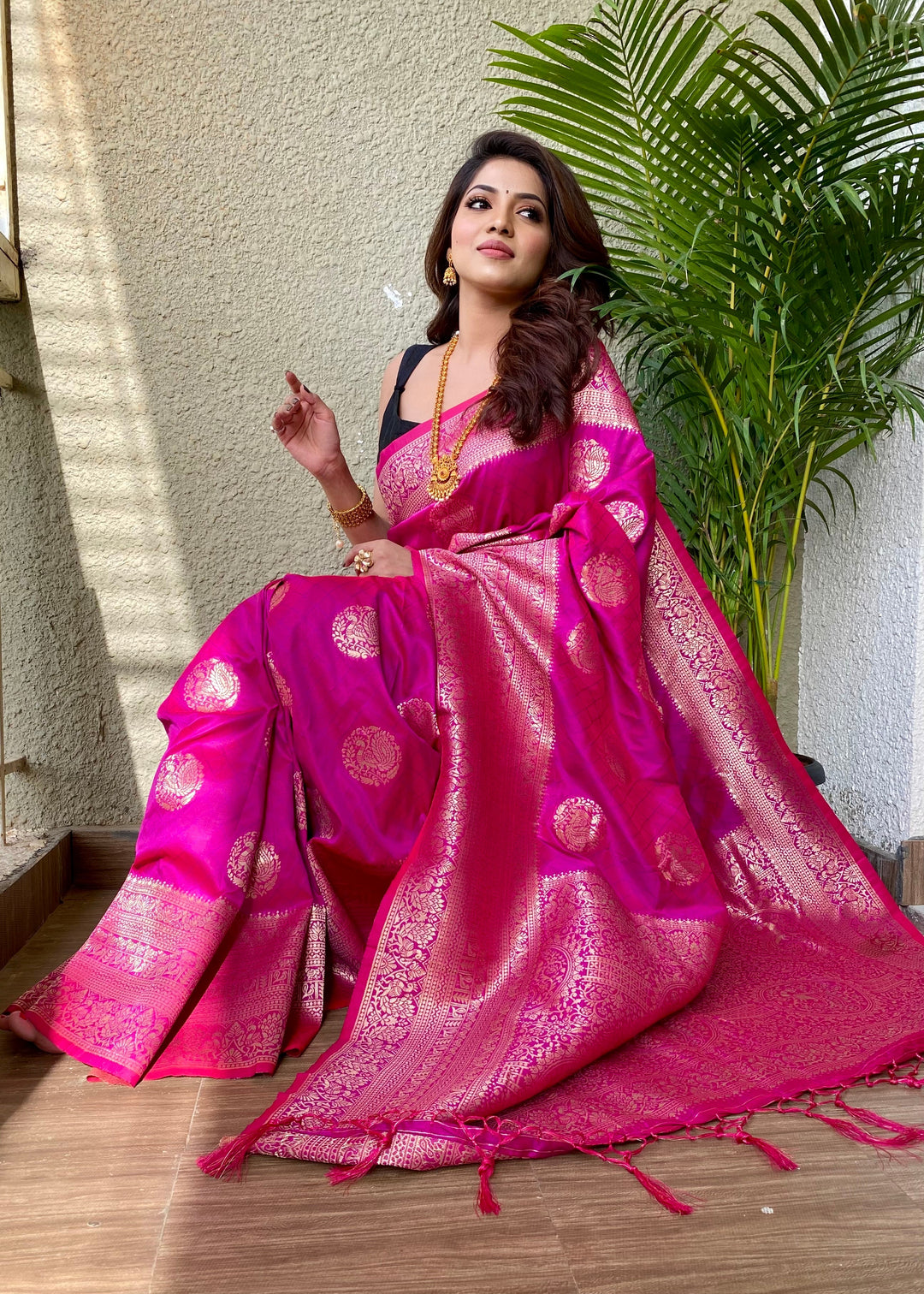 Pure banarasi silk saree with zari weaving