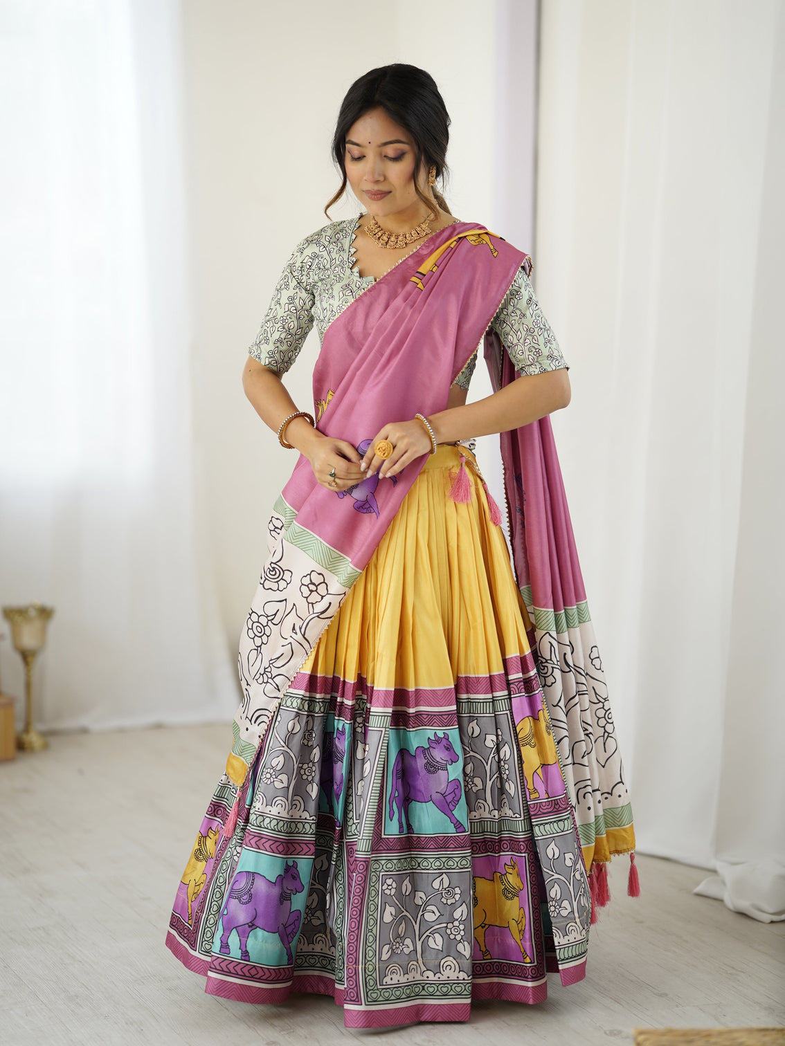 Ethnic chic kalamkari lehenga for college functions festive days mameraa