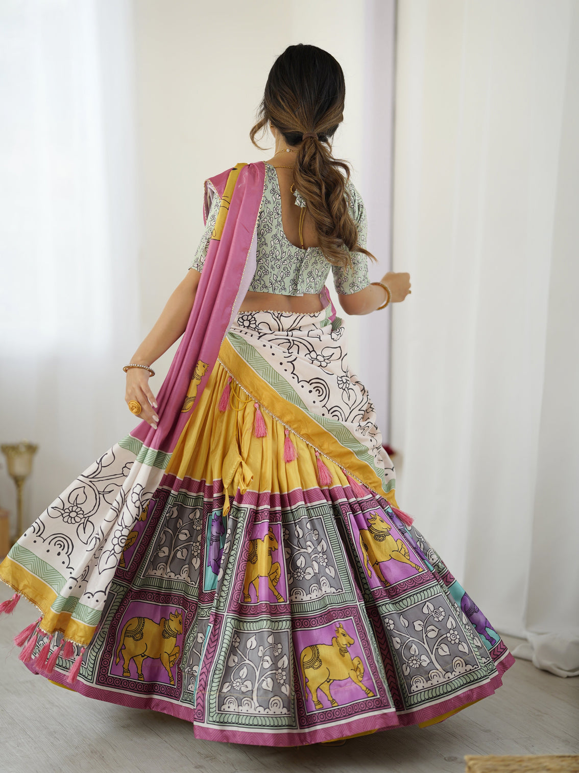 Ethnic chic kalamkari lehenga for college functions festive days