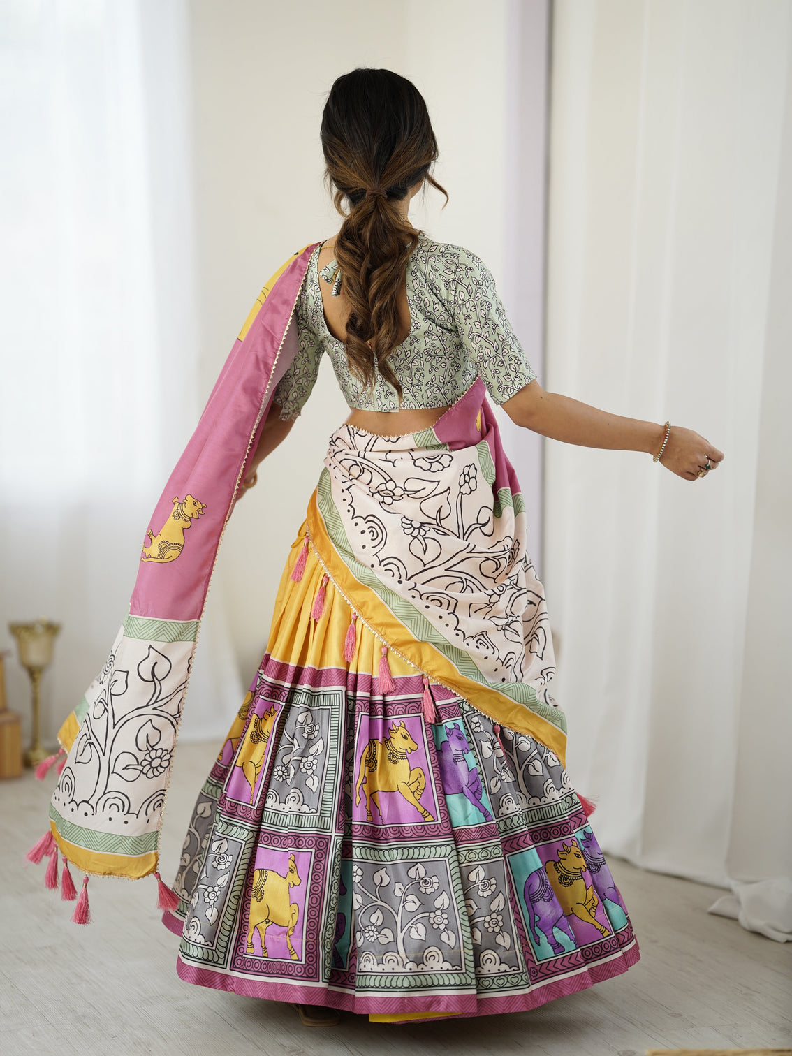 Ethnic chic kalamkari lehenga for college functions festive days