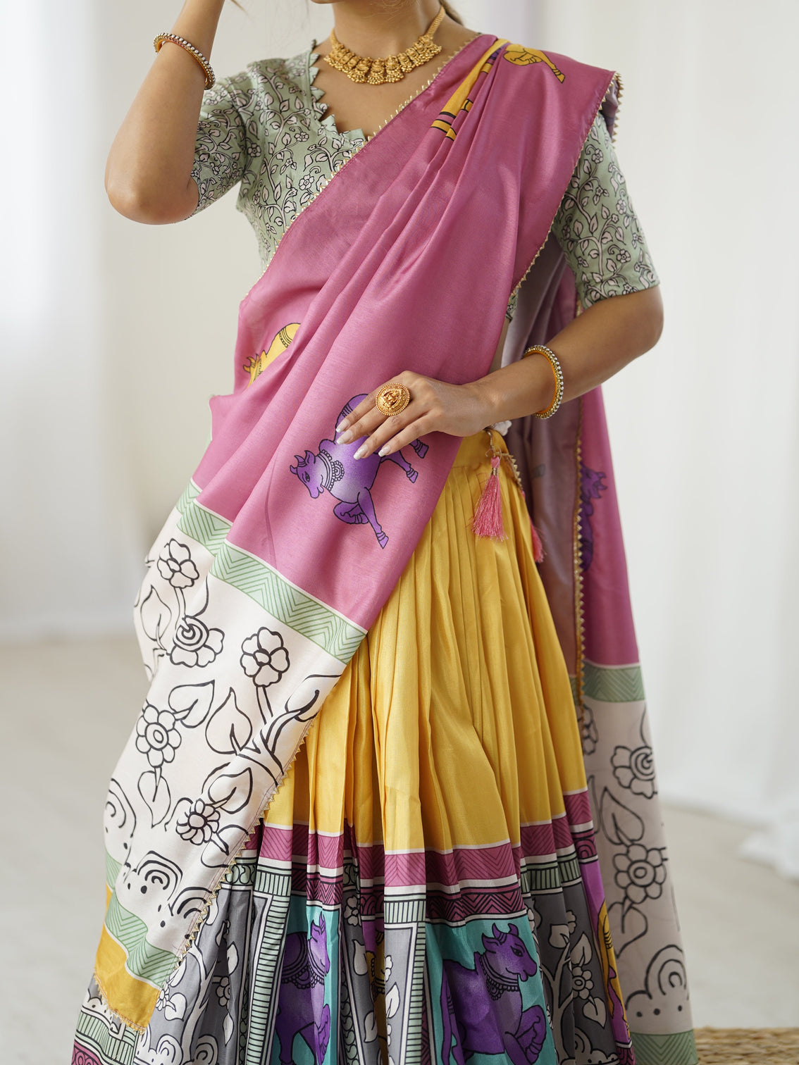 Ethnic chic kalamkari lehenga for college functions festive days
