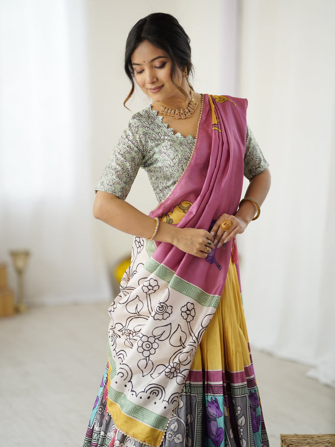 Ethnic chic kalamkari lehenga for college functions festive days