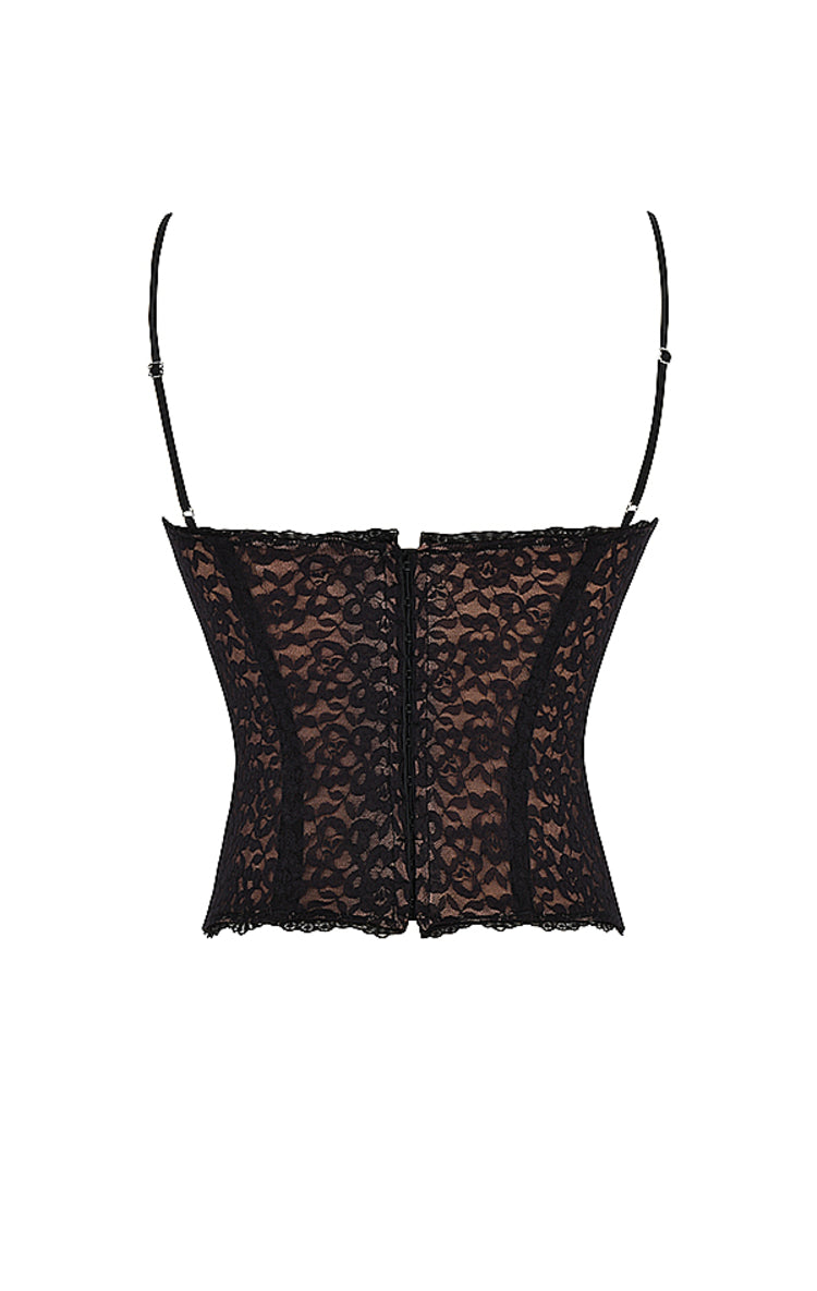 Susi Black Mesh Top for Women