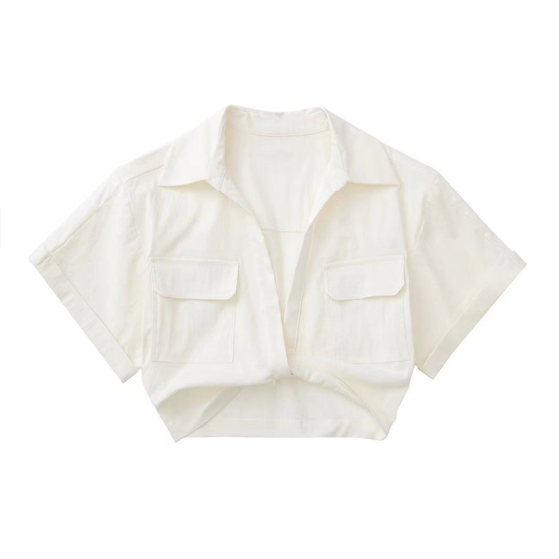 White Crop Shirt for Women