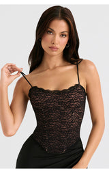 Susi Black Mesh Top for Women