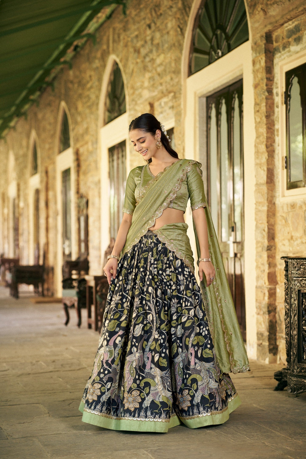 Kalamkari Printed Lehenga Set
