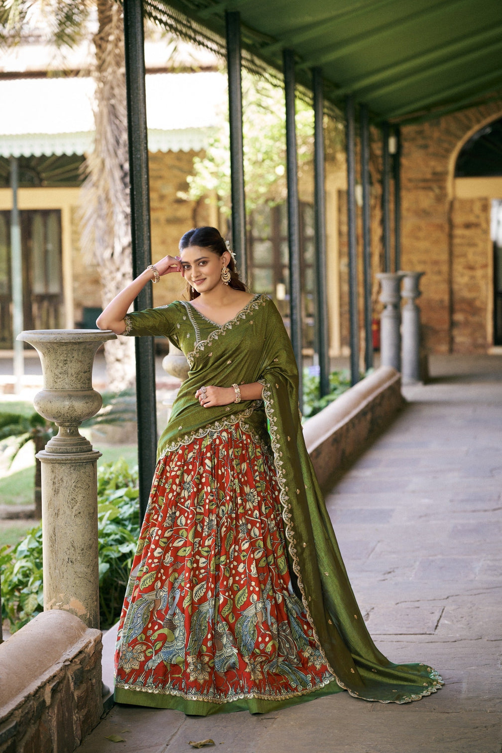 Kalamkari Printed Lehenga Set