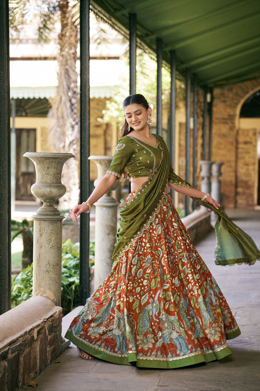 Kalamkari Printed Lehenga Set