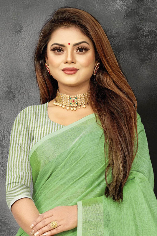 Mint Green Linen Saree