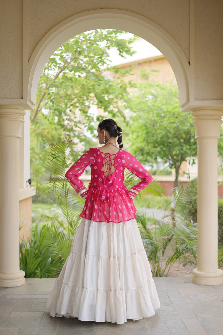 Kora Cotton Bandhni Kutchi Gamthi Lehenga Set