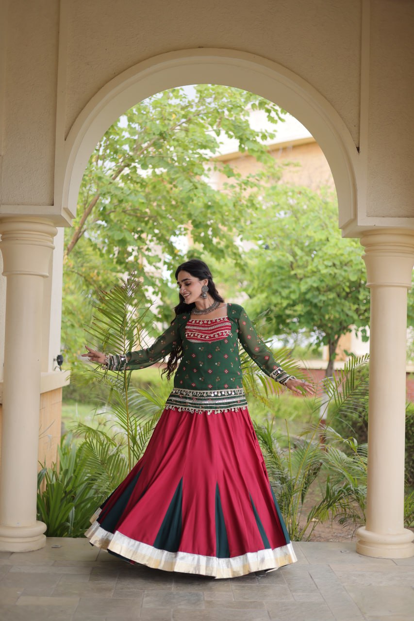 Kutchi Gamthi Bandhni 3-Piece Lehenga Ethnic Set