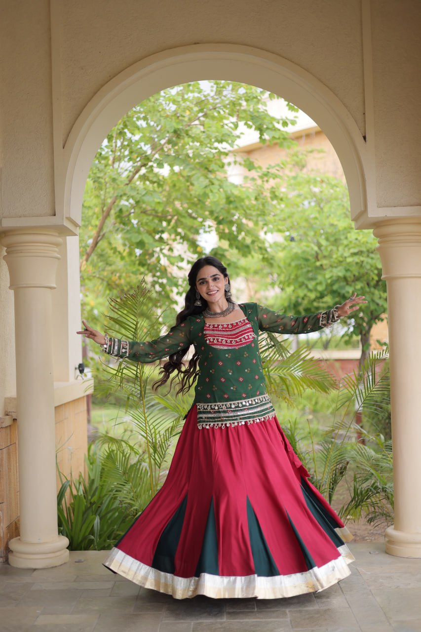Kutchi Gamthi Bandhni 3-Piece Lehenga Ethnic Set