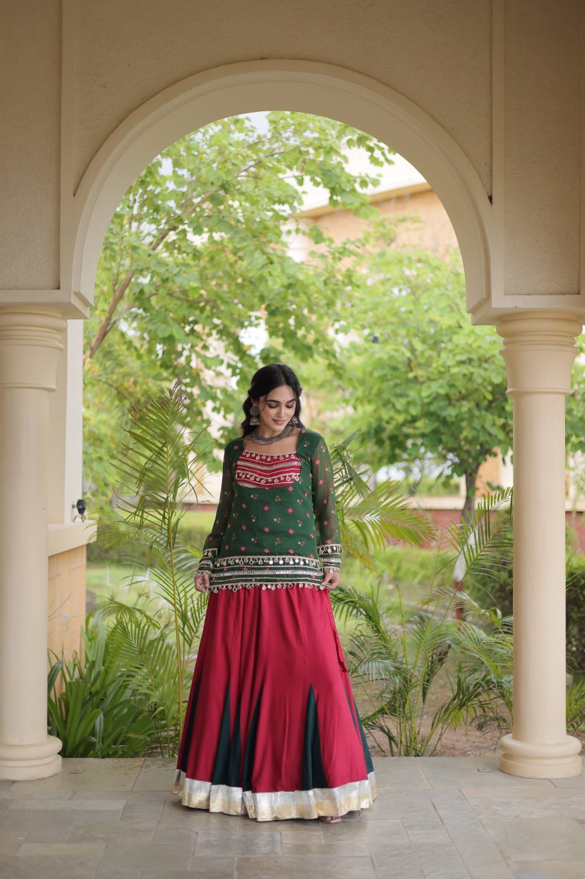 Kutchi Gamthi Bandhni 3-Piece Lehenga Ethnic Set