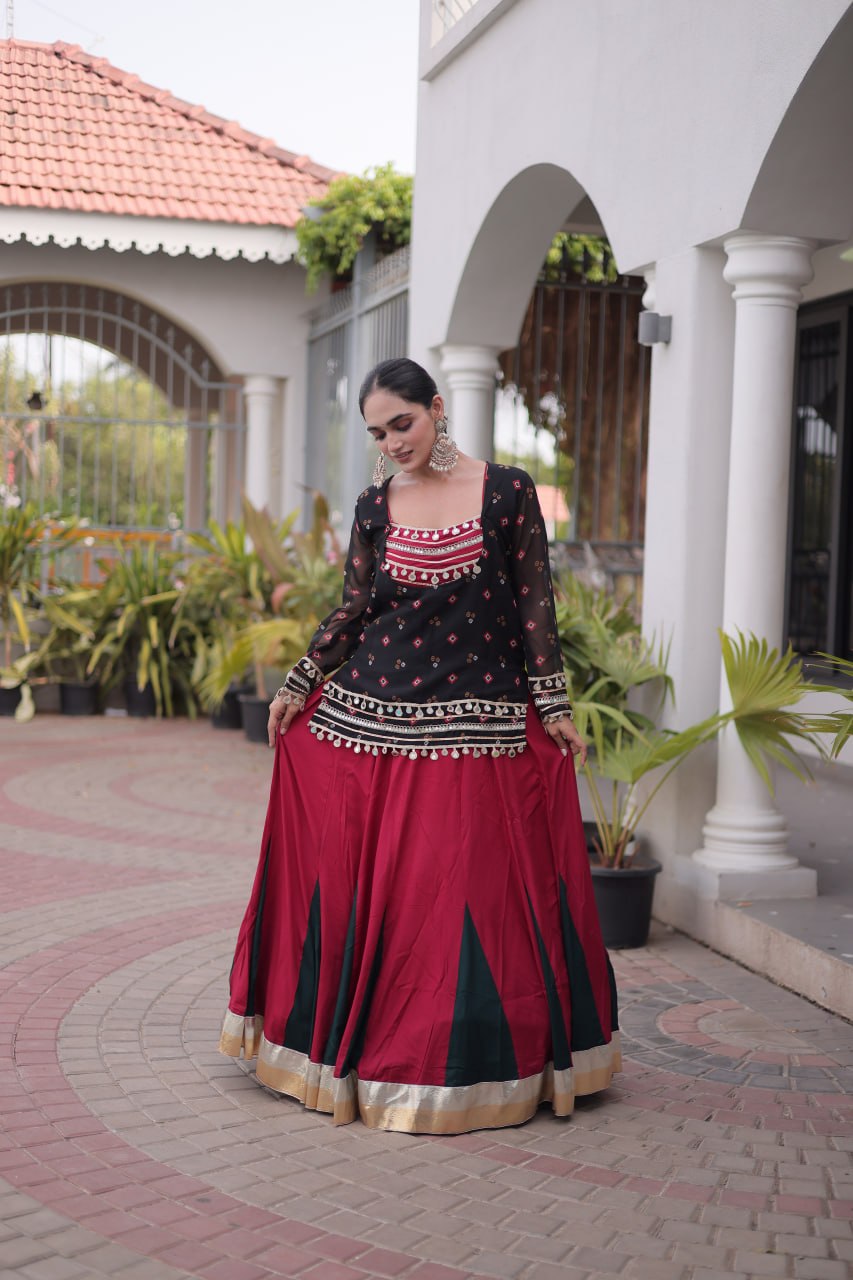 Kutchi Gamthi Bandhni 3-Piece Lehenga Ethnic Set