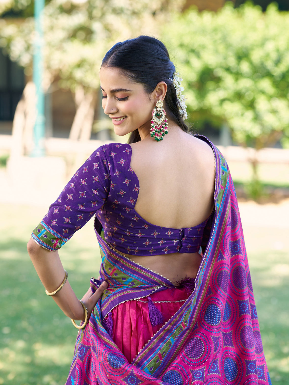 Pink color printed lehenga choli