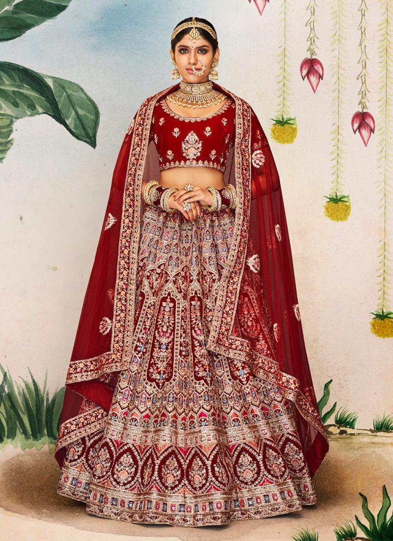 Latest Maroon Bridal Lehenga Choli