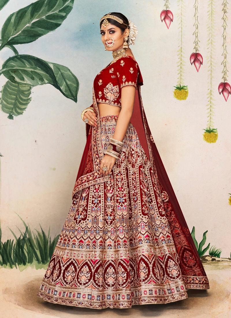 Latest Maroon Bridal Lehenga Choli