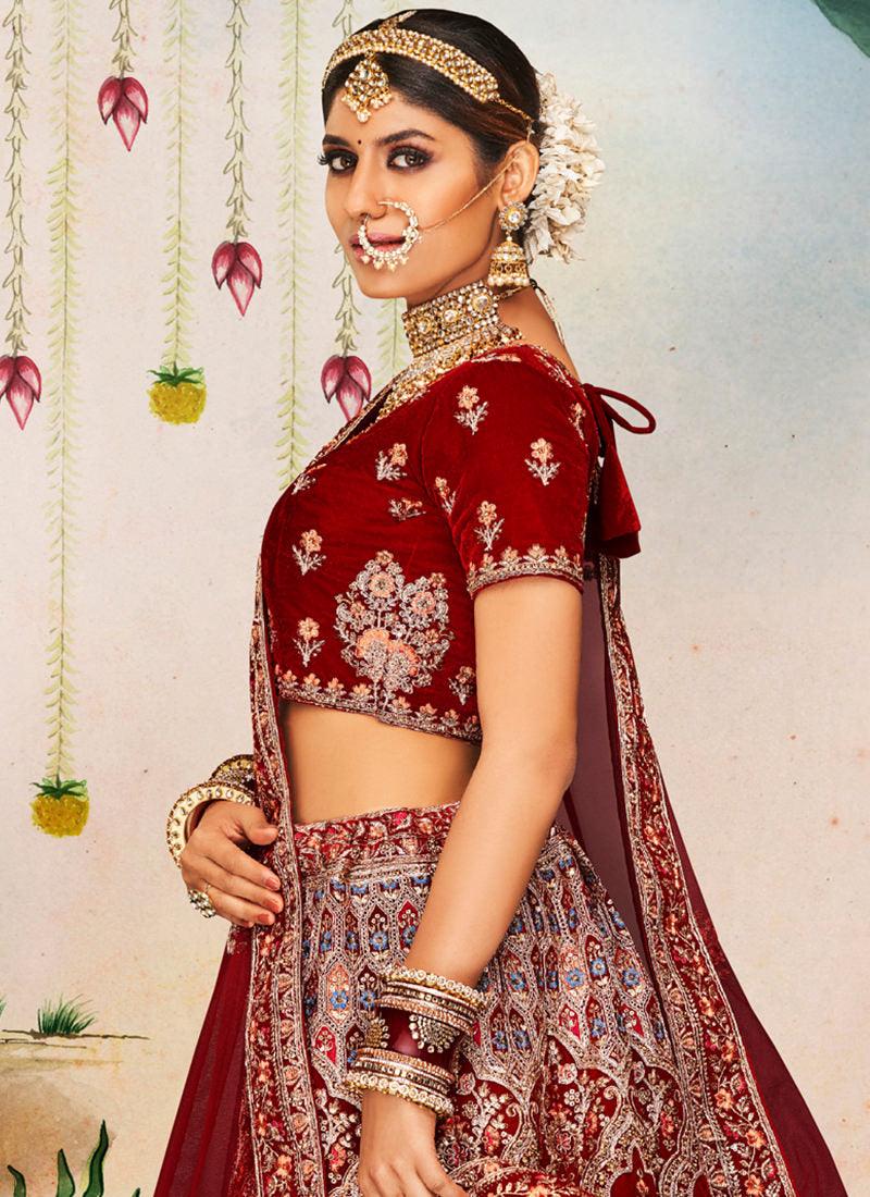 Latest Maroon Bridal Lehenga Choli