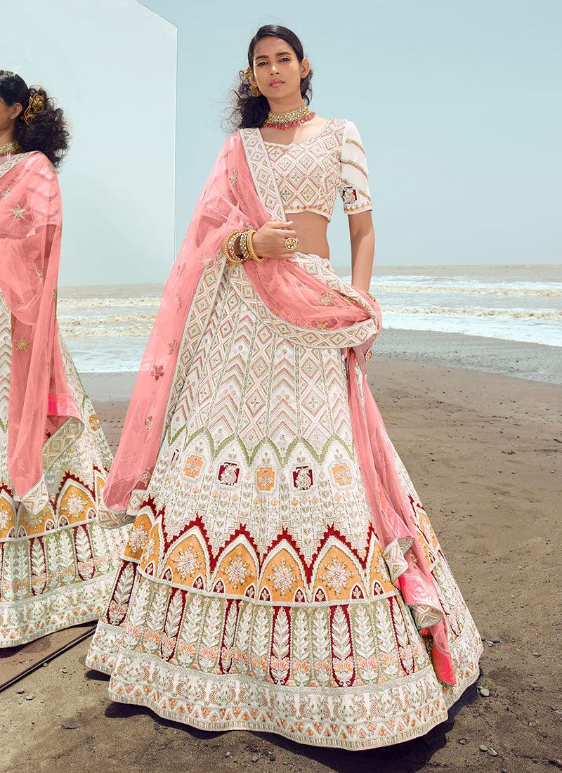 Latest Modern White Bridal Lehenga Choli