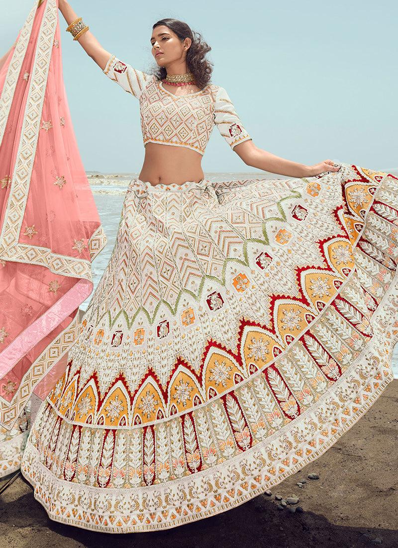 Latest Modern White Bridal Lehenga Choli