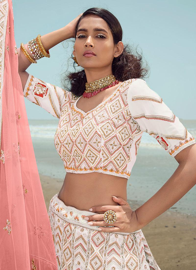 Latest Modern White Bridal Lehenga Choli