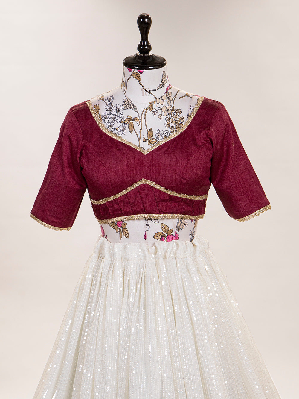 White Color Sequins And Thread Embroidery Work Georgette Lehenga Choli