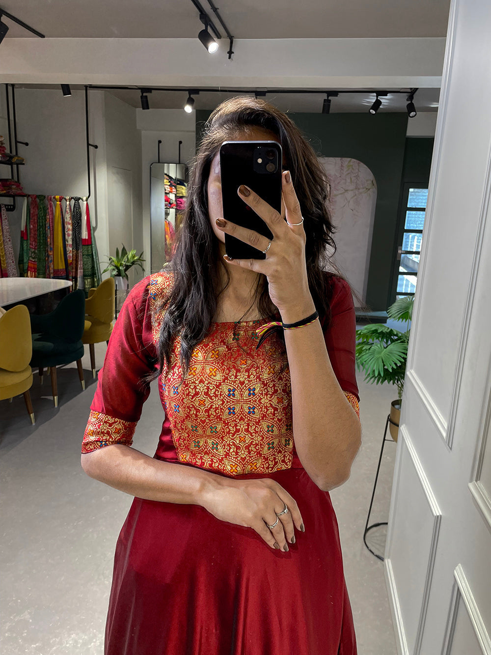 Maroon Color Weaving Work Rangoli Silk Gown Dress