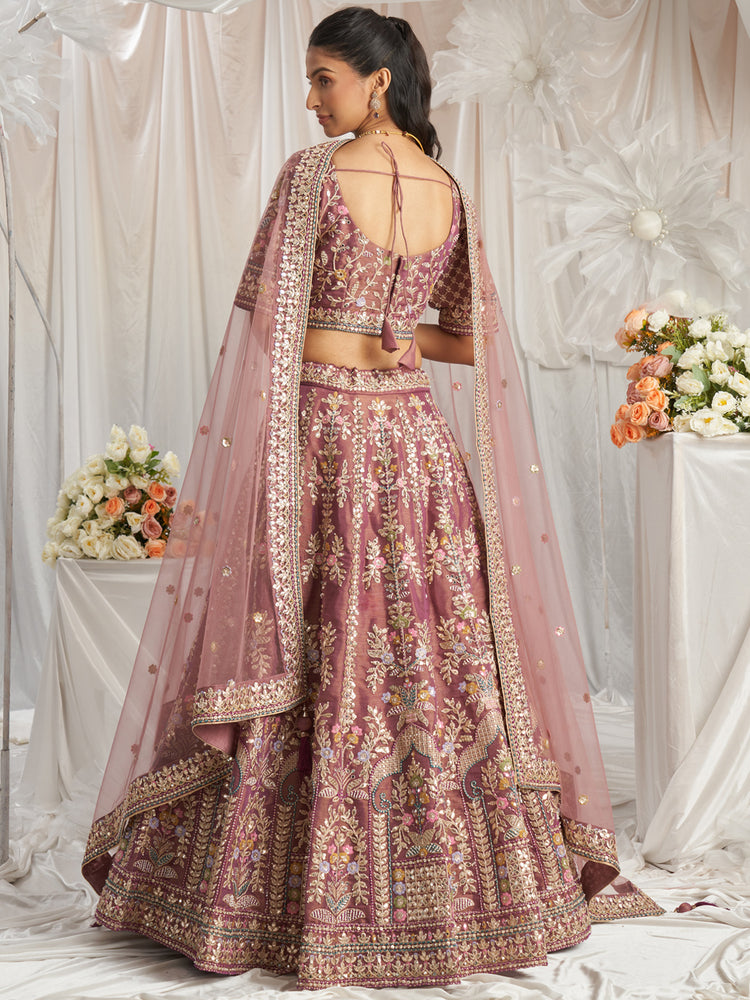 Lavender Bridel net and Gotapatti & Moti embroidery Semi-Stitched Lehenga choli & Dupatta