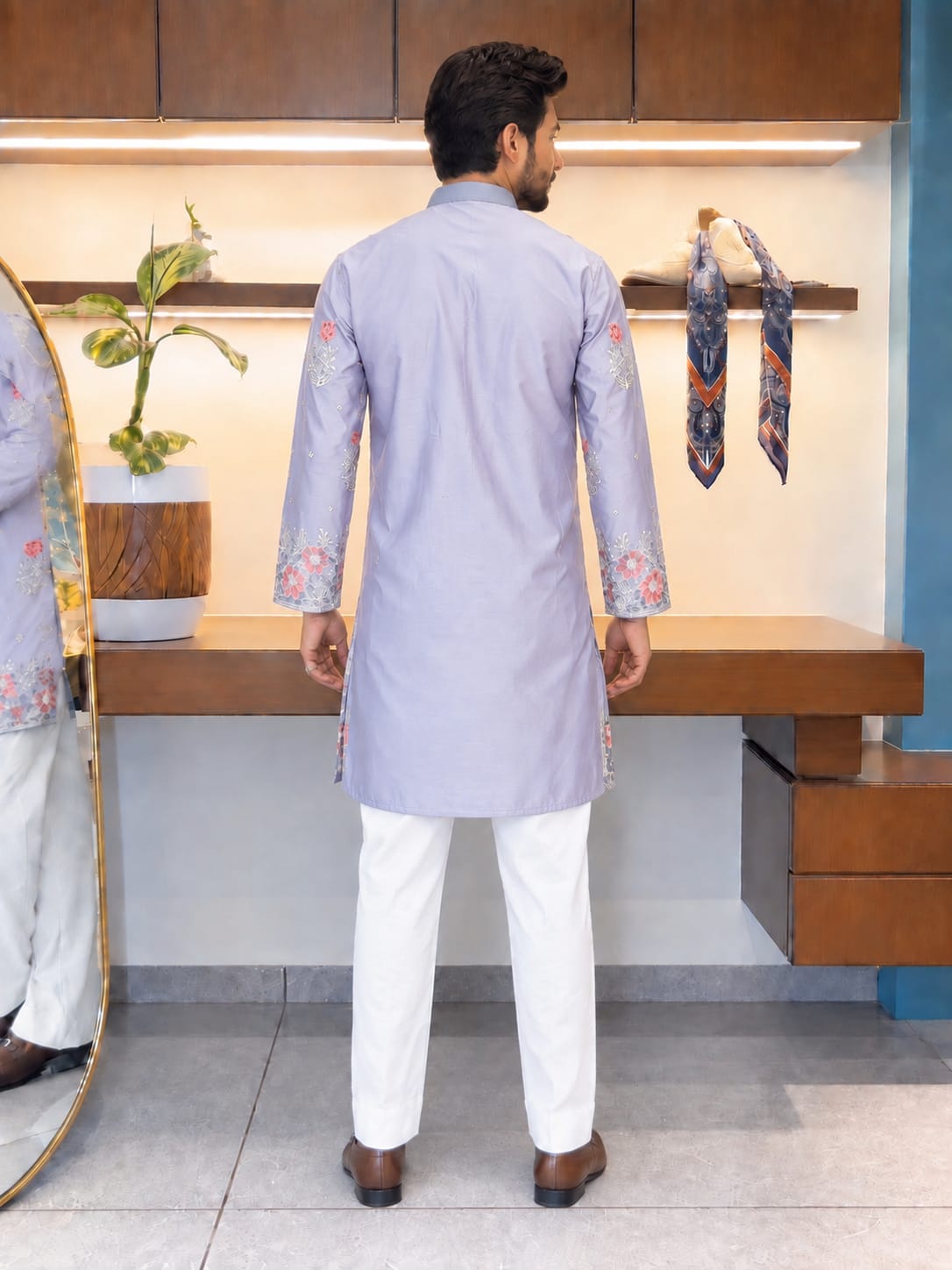 Lavender Coach Silk Kurta Pant Set