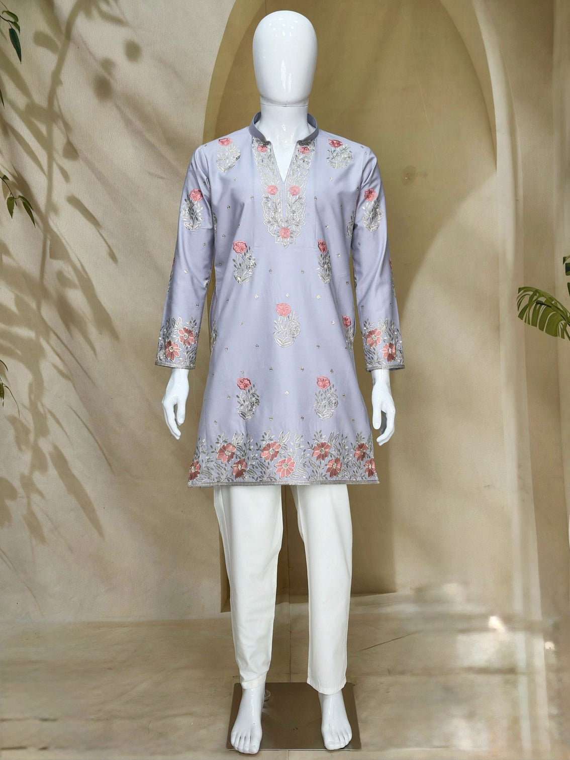 Lavender Coach Silk Kurta Pant Set