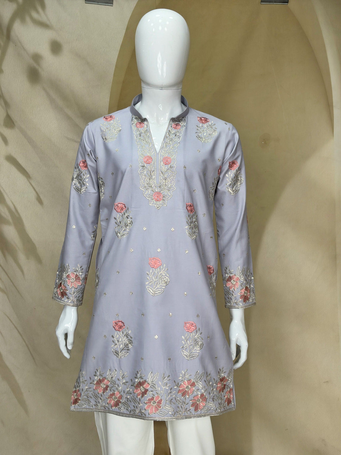 Lavender Coach Silk Kurta Pant Set