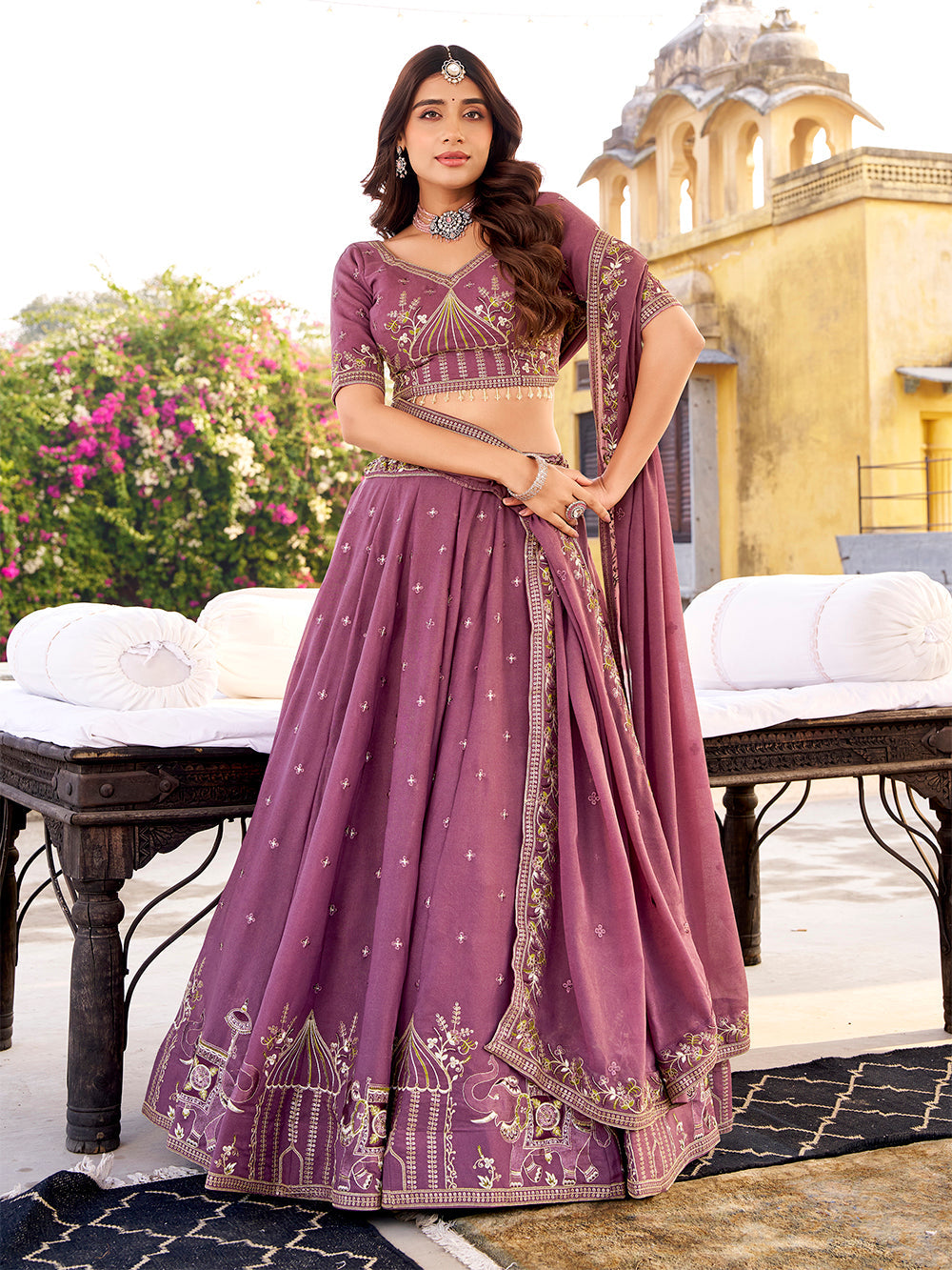Lavender color chocolate crush chaniya choli