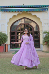 Lavender Color Elegance Premium Designer Readymade Gown with Dupatta