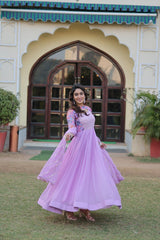 Lavender Color Elegance Premium Designer Readymade Gown with Dupatta