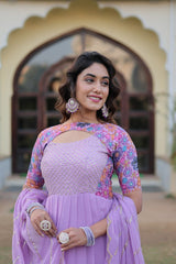 Lavender Color Elegance Premium Designer Readymade Gown with Dupatta