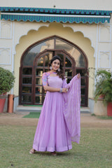 Lavender Color Elegance Premium Designer Readymade Gown with Dupatta